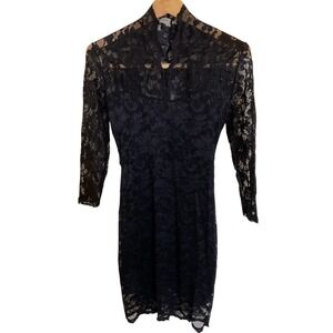 Cocktail Dress Womens XS‎ Black Lace Sheer Slim Whimsigoth Fairy Coquette